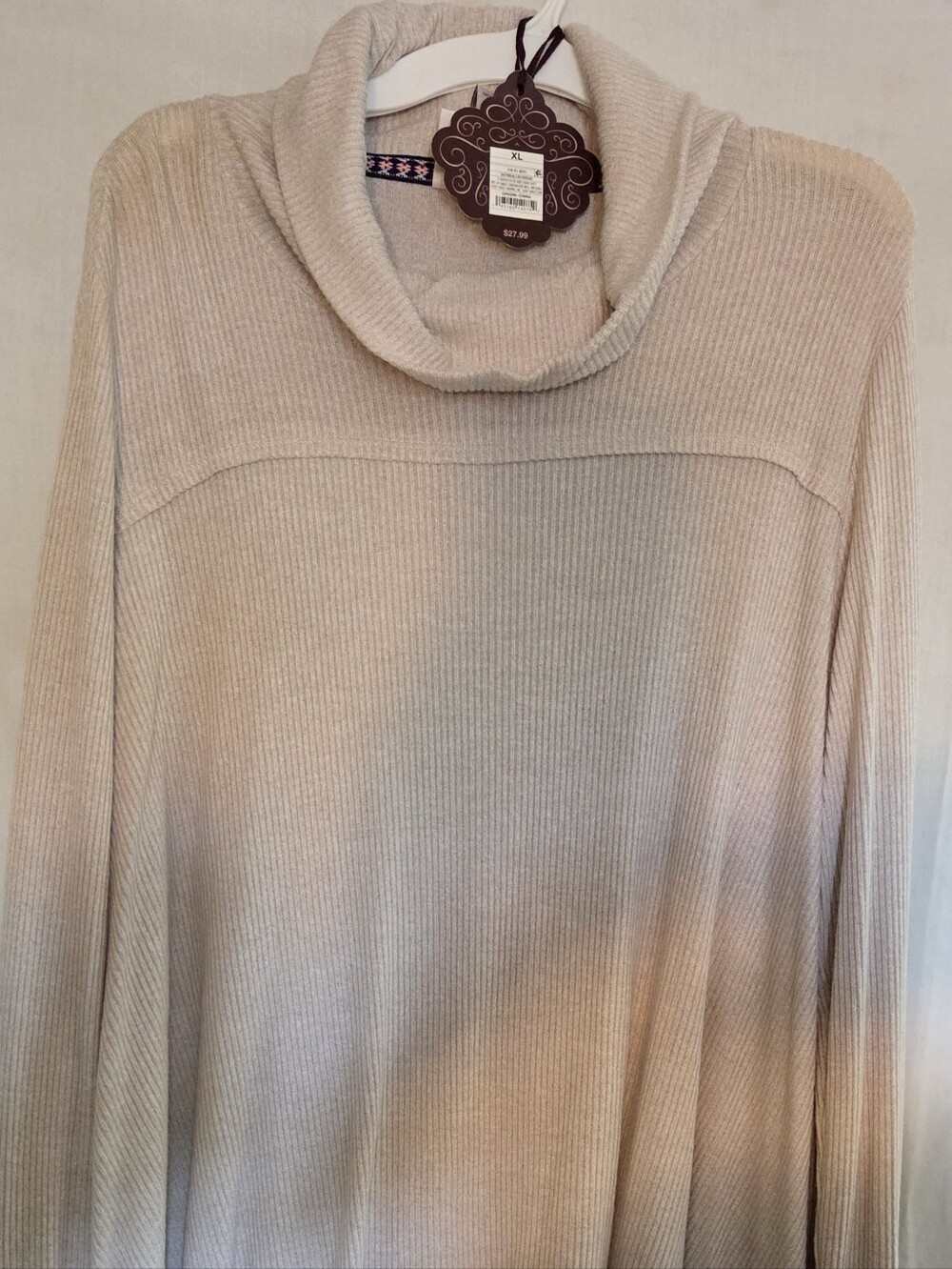 Knox Rose Cream Ribbed Cowl Neck Sweater